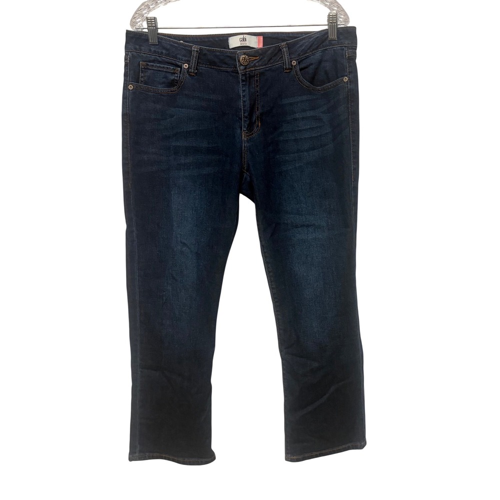 Cabi New Crop Jeans Womens 12 Dark Wash Stretch Denim Straight Leg Cropped 3228